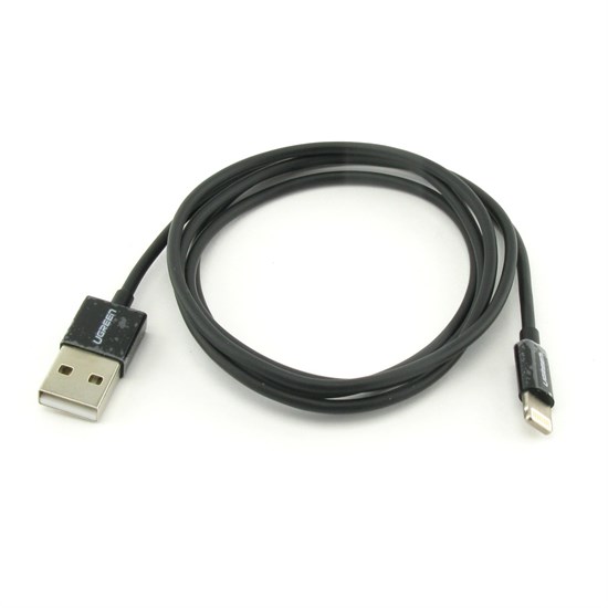 Кабель USB A --> Lightning 8pin (m) 1.0м для Apple, MFI 2.1A, цвет черный, Ugreen 31805 - фото 10571
