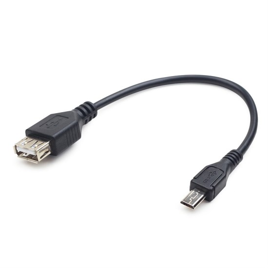 Переходник Micro USB тип B (5pin M) -> USB A (4-pin F) (OTG-кабель) удлиненный разъем micro USB 9мм 32529 - фото 13202