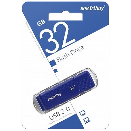 USB 2.0 Flash Drive 32GB SmartBuy Dock, синий 35058 - фото 13576