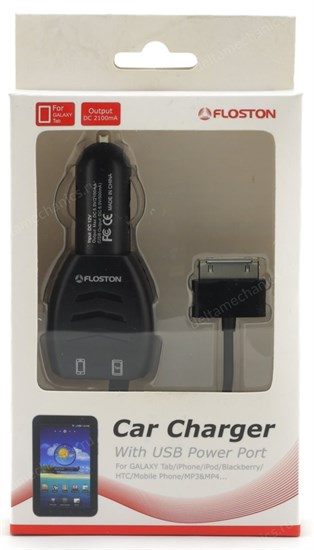 Зарядное устройство а/м 12V -> USB 5V Floston F24CTAB 2.1A (30pin Apple/Samsung+USB) 29582 - фото 16980