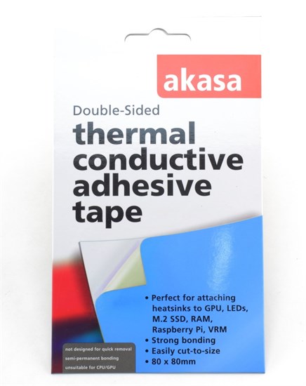 Термопрокладка (термоскотч) двусторонняя клеевая Akasa Thermal Pad 80x80x0.3 мм, 0.85W/mK (AK-TT13-80) 36660 - фото 17195