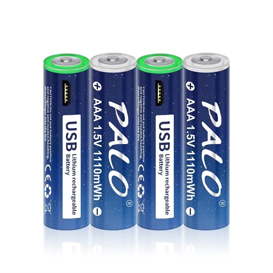 Аккумуляторы "AAA" PALO 1100mWh (1.5V, Li-Ion), micro-USB, 4 шт. в пласт. боксе, кабель USB A(m) -> 4 x microUSB (Bm) 37184 - фото 18756