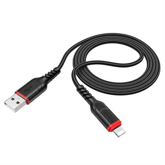 Кабель USB A --> Lightning 8pin (m) 1.0м для Apple, hoco X59, чёрный 37380 - фото 19209