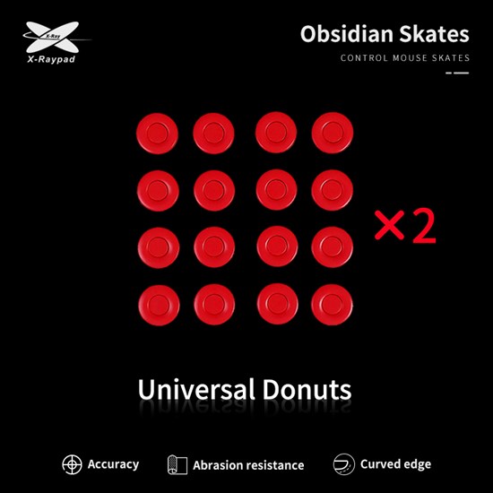 Ножки для мыши (глайды) X-raypad Obsidian Control Universal Donuts, универсальные, 0.8мм, D=9.5мм, 32шт 37797 - фото 19821
