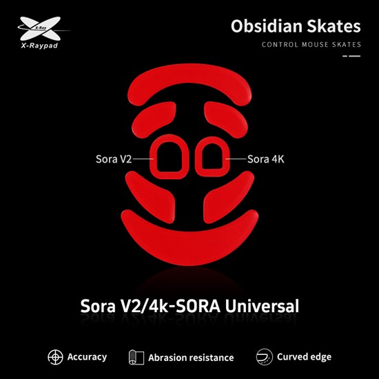 Ножки для мыши (глайды) X-raypad Obsidian Control для Ninjutso Sora / Sora V2, комплект из 2-х наборов 38048 - фото 20084