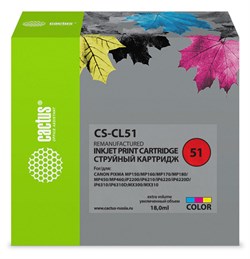 К-ж Canon CL-51 Color (PIXMA MP450/150/170, iP6220D/6210D/2200), Cactus 38727 - фото 21316