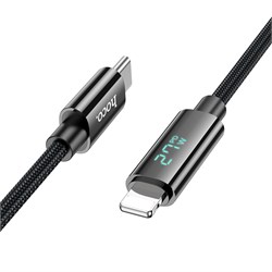 Кабель USB Type-C (M) --> Lightning 8pin (m) 1.2м для Apple, hoco U125, с дисплеем, черный, PD 27W 38890 - фото 21399
