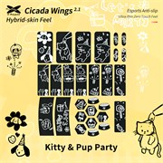 Противоскользящие наклейки на мышь X-raypad Cicada Wings V2 Kitty & Pup Party Universal Pre-cut Grips Black, универс., 28 накл. 38834