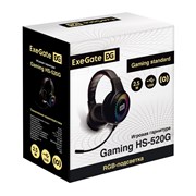 ExeGate Gaming HS-520G (USB, 2x3.5мм, динамик 40мм, кабель 2.5м, рег. громкости, RGB подсветка) 37731