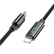 Кабель USB Type-C (M) --> Lightning 8pin (m) 1.2м для Apple, hoco U125, с дисплеем, черный, PD 27W 38890