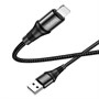 Кабель USB A --> Lightning 8pin (m) 1.0м для Apple, hoco X50, черный, в оплётке 36246 - фото 16805