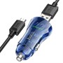 Зарядное устройство а/м 12V -> USB 5V hoco Z47 2xUSB, QC 3.0 20W, + кабель microUSB, прозр. синее 37330 - фото 19027
