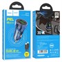 Зарядное устройство а/м 12V -> USB 5V hoco Z47A, Type-C 30W/USB 18W, PD30W, QC 3.0, + кабель Type-C -> Lightning, прозр. синее 37335 - фото 19058