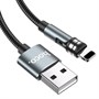 Кабель USB A --> Lightning 8pin (m) 1.0м для Apple, hoco U94, магнитный разъём, чёрный 37377 - фото 19201